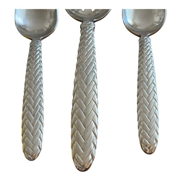 Ralph Lauren 1991 Equestrian 2 Soup Spoons 7” & 1 Slotted Serving Spoon 8.75” - Picture 2 of 5